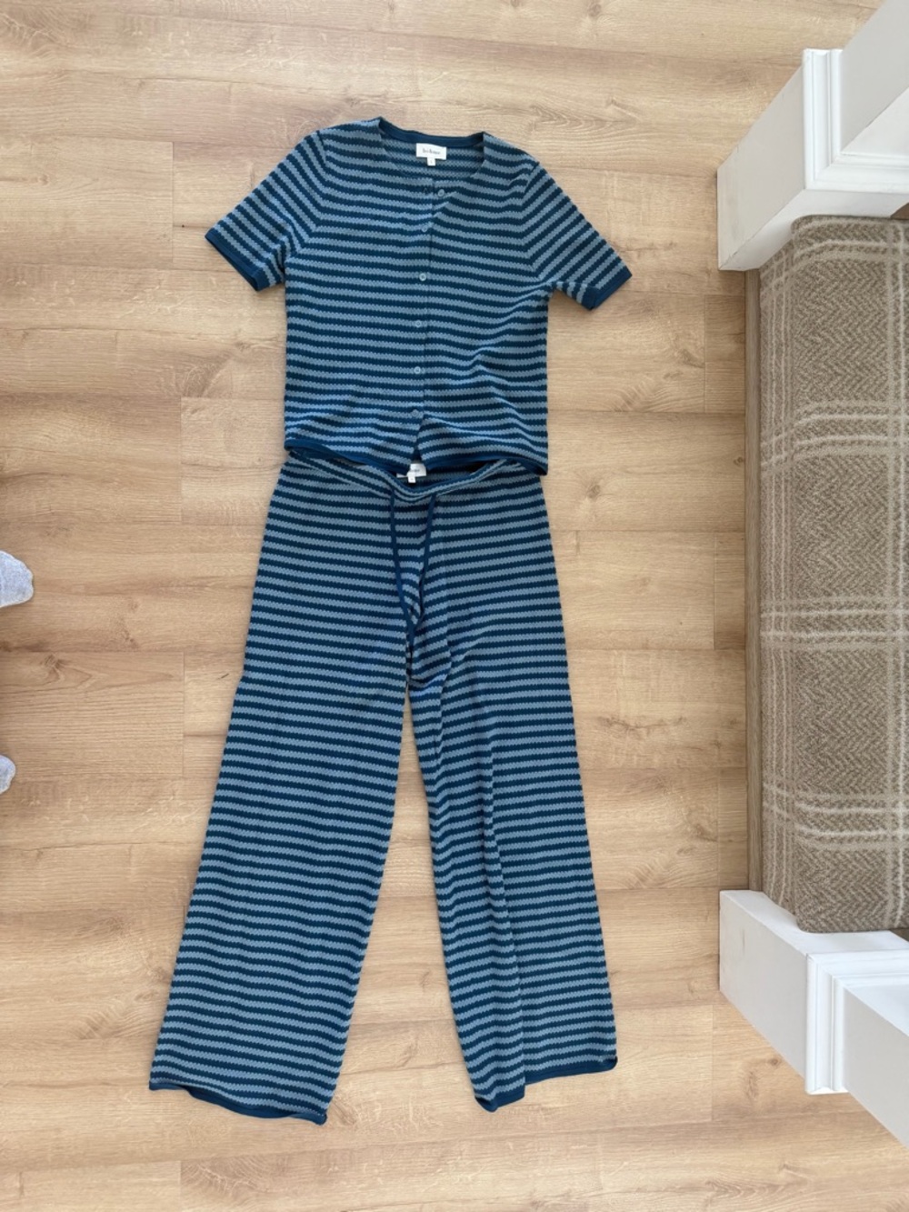 Blue Striped Short Sleeve Set